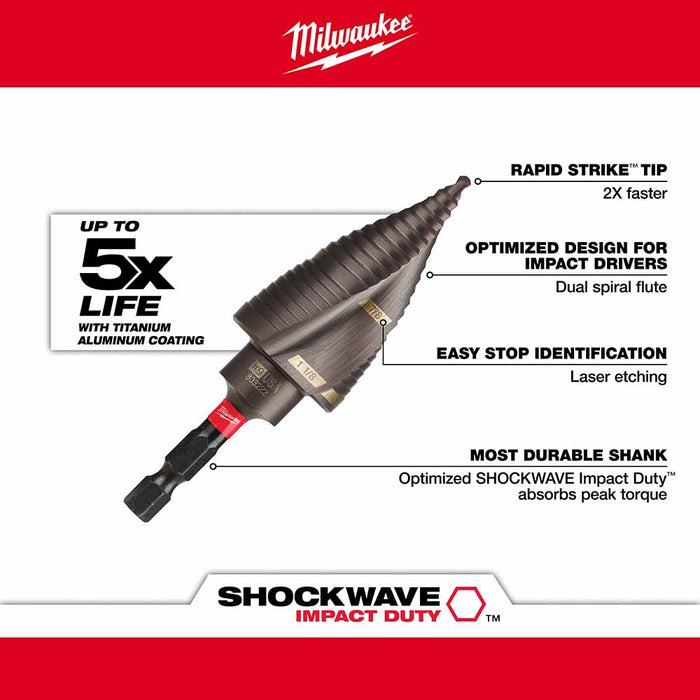 Milwaukee 48-89-9249 SHOCKWAVE Impact Duty Step Bit #9 7/8" &1-1/8" - 4