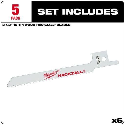 Milwaukee 49-00-5324 M12 Hackzall Blade 3.5" Metal Scroll 5-Pack - 2