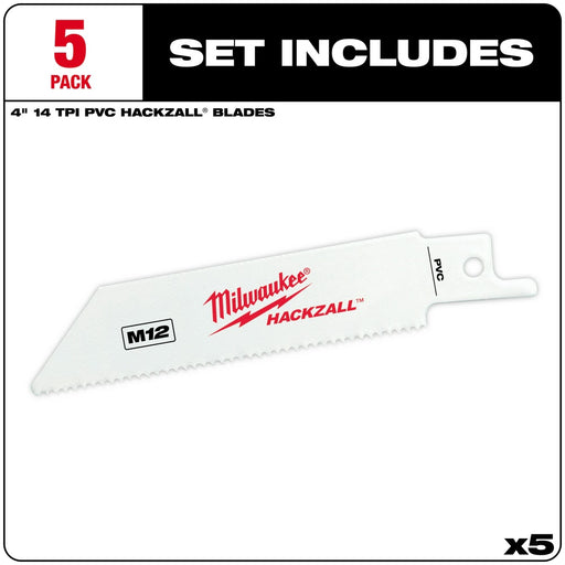 Milwaukee 49-00-5414 M12 Hackzall Blade 4" PVC 5-Pack - 2