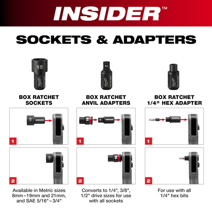 Milwaukee 49-16-1640 INSIDER Box Ratchet Socket SAE Set 8PC - 7