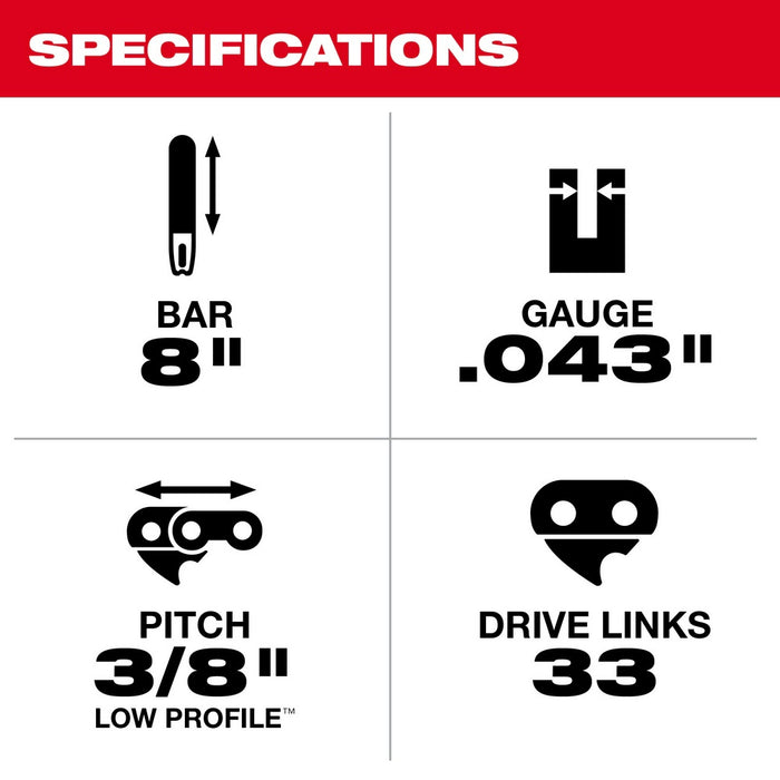 Milwaukee 49-16-2751 8" Pruning Saw Guide Bar - 3