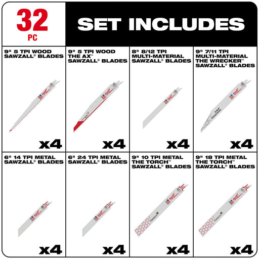 Milwaukee  49-22-1132 Milwaukee 32-Piece Mega SAWZALL Blade Kit - 2