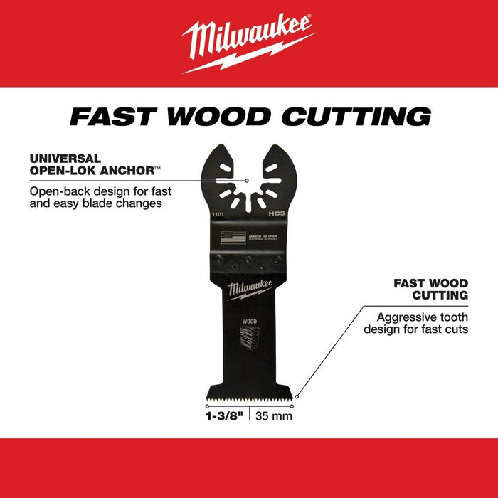 Milwaukee  49-25-1103 Milwaukee® OPEN-LOK™ 1-3/8" HCS WOOD BLADES 3PK - 4