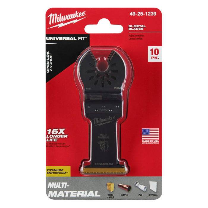 Milwaukee  49-25-1239 Milwaukee® OPEN-LOK™ 1-3/8" TITANIUM ENHANCED BI-METAL MULTI-MATERIAL BLADES 10PK - 11