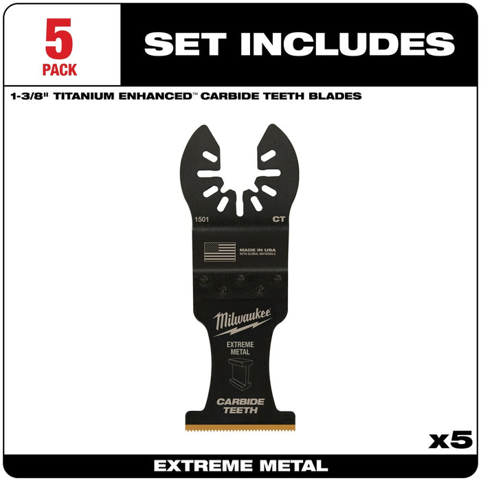 Milwaukee  49-25-1505 Milwaukee® OPEN-LOK™ 1-3/8" TITANIUM ENHANCED CARBIDE TEETH METAL BLADE 5PK - 3