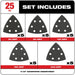 Milwaukee  49-25-2025 Milwaukee® OPEN-LOK™ 3-1/2" TRIANGLE SANDPAPER VARIETY PACK 25PC - 13