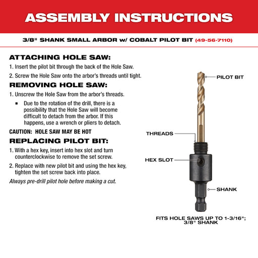 Milwaukee 49-56-7110 HOLE DOZER™ with Carbide Teeth Hole Saw Small Arbor W/Cobalt Pilot Bit - 2