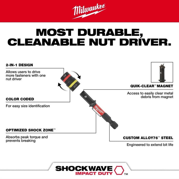 Milwaukee 49-66-4565 SHOCKWAVE Impact Duty QUIK-CLEAR 2-in-1 Magnetic Nut Driver Set - 2