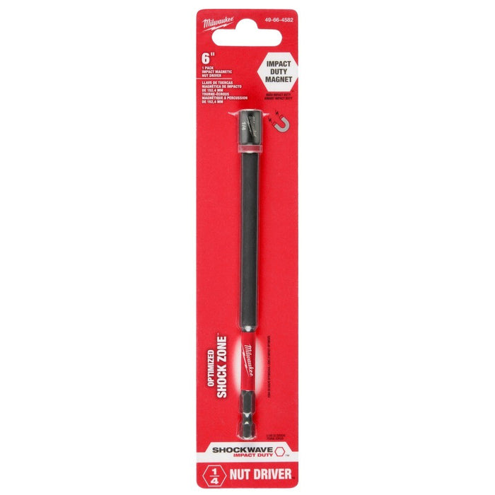 Milwaukee 49-66-4582 SHOCKWAVE Impact Duty 1/4" x 6" Magnetic Nut Driver - 9