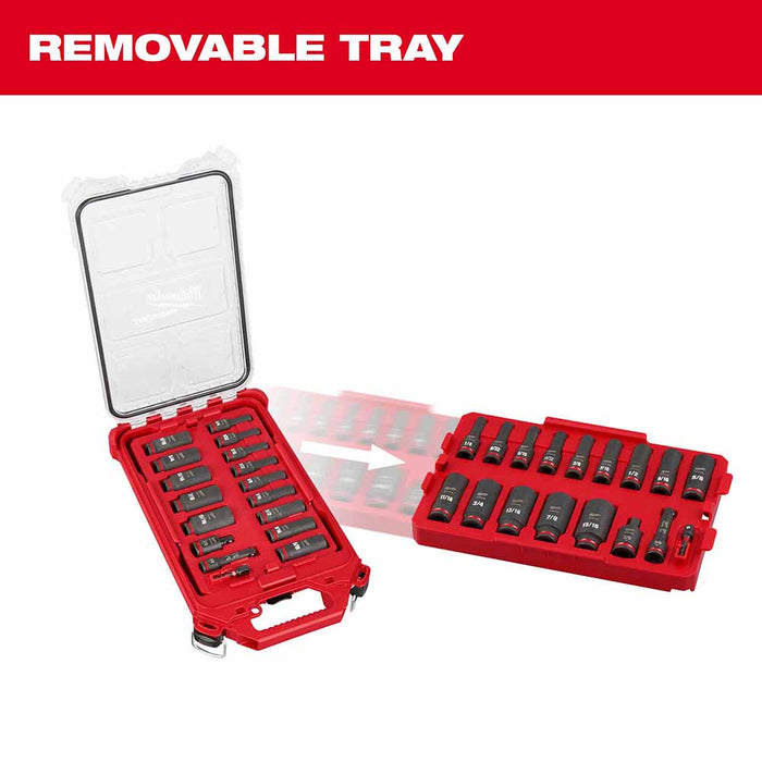 Milwaukee 49-66-6800 Showckwave Impact Duty Socket 3/8" Drive 17-Piece SAE Packout Set - 4