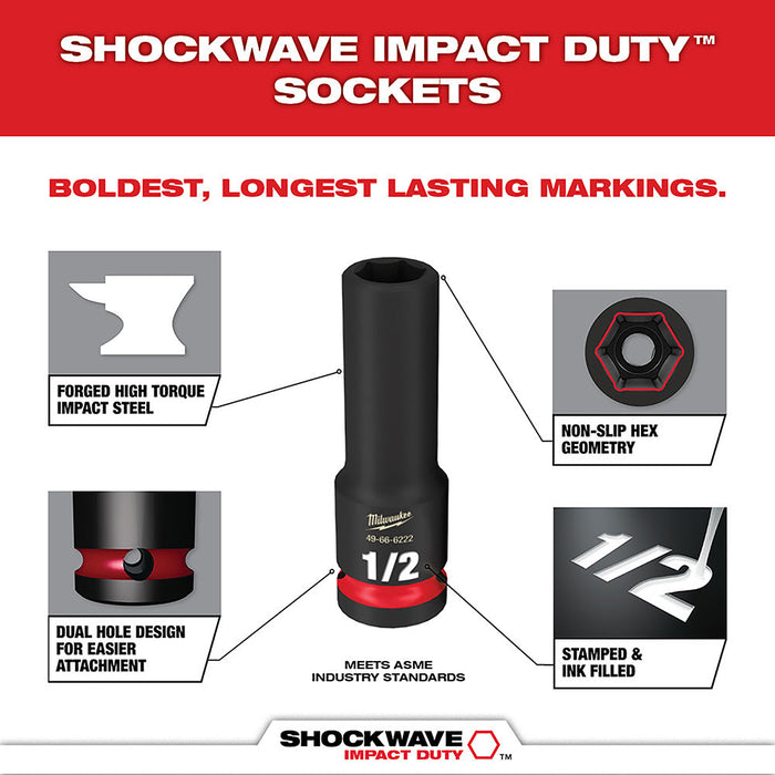 Milwaukee 49-66-6806 Shockwave Impact Duty Socket 1/2" Drive 31-Piece Packout Set - 5