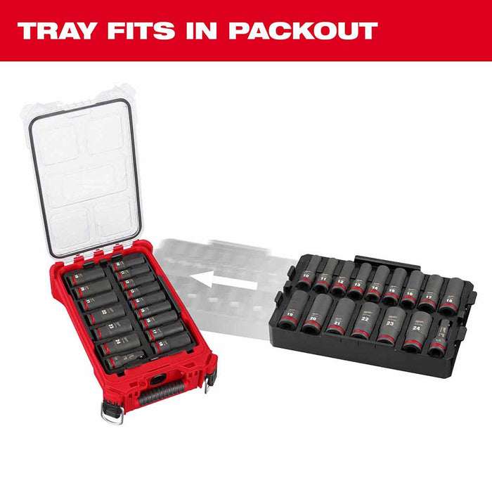 Milwaukee 49-66-6818 Shockwave Impact Duty Socket 1/2" Drive 16-Piece MM Tray Set - 4