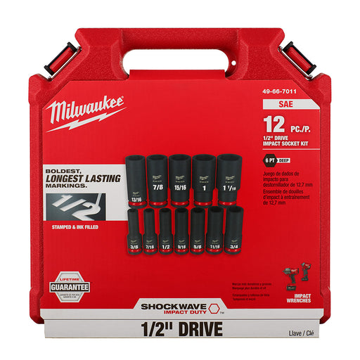 Milwaukee 49-66-7011 12PCSHOCKWAVE Impact Duty™ 1/2" Drive SAE Deep 6 Point Socket Set - 2