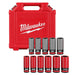 Milwaukee 49-66-7833 SHOCKWAVE Impact Duty 1/2 Drive SAE & Metric 11PC Lug Nut Wheel Socket Set