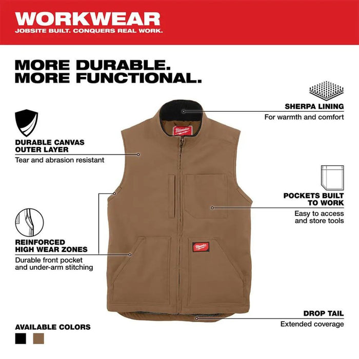 Milwaukee 801BR-L Heavy Duty Sherpa-Lined Vest - Brown L - 4