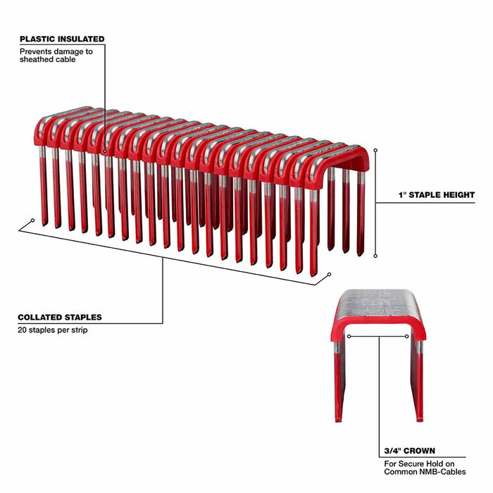 Milwaukee MNM1-600 1" Insulated Cable Staples - 5