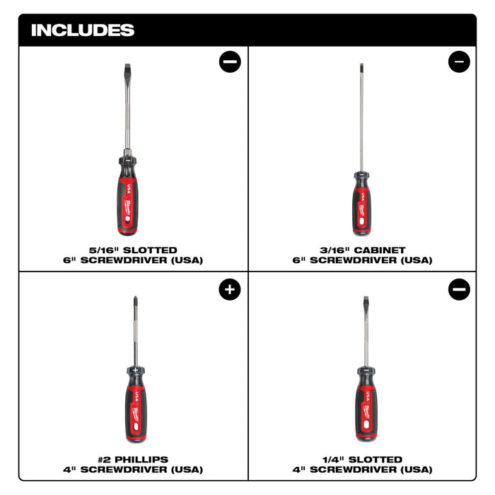 Milwaukee MT200-4 4PC Cushion Grip Screwdriver Kit (USA) - 4