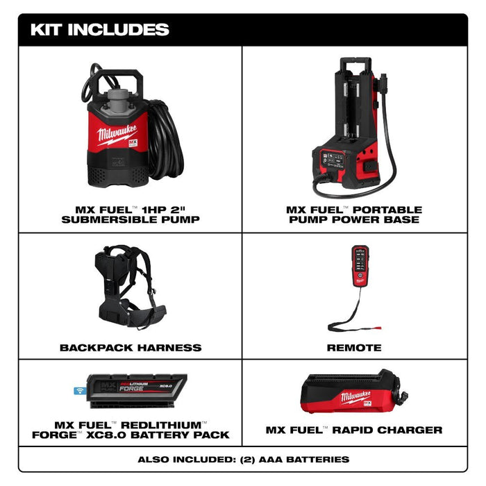 Milwaukee MXF211-1XC MX FUEL 1HP 2" Submersible Pump Kit - 5