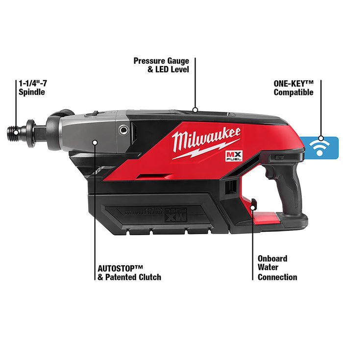 Milwaukee MXF301-2CP MX FUEL Handheld Concrete Core Drill Kit w/ Two Batteries and Charger - 8