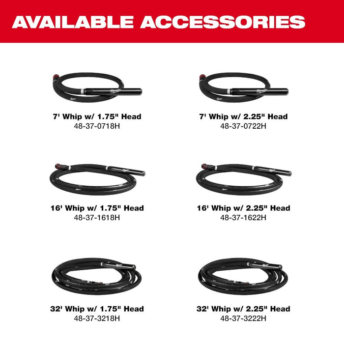 Milwaukee MXF372-2XCB MX FUEL Backpack High Cycle Concrete Vibrator Kit w/ 7' Whip / 1.75" Head - 12