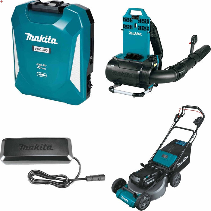 Makita PDC1500 Power Supply Kit W/ Blower, Charger and FREE Lawn Mower
