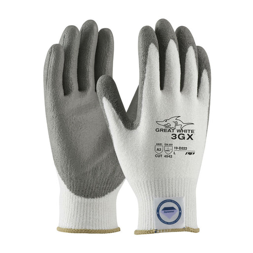 PIP Industrial Products 19-D322/L Great White 3GX Dyneema Diamond Blend Glove w/PU Grip, Large