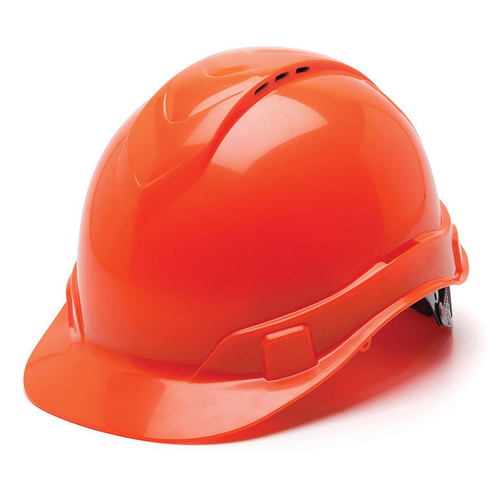 Pyramex HP44141V Ridgeline Cap Vented Hard Hat 4 Pt Ratchet Suspension Hi Vis Orange