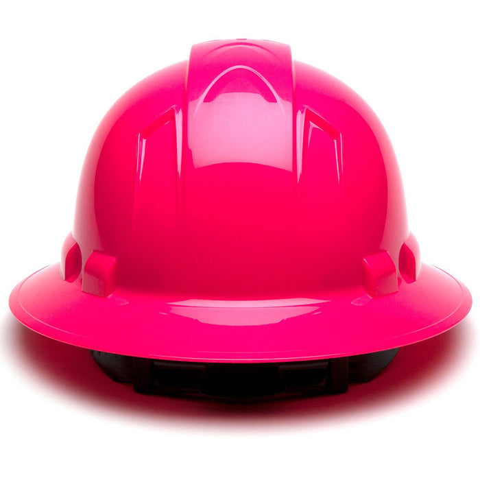 Ridgeline Full Brim Hard Hat 4 Pt Ratchet Suspension, Hi Vis Pink - 4