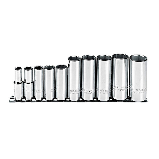 Proto J52111 10-Pieces 3/8" Drive SAE Chrome Socket Set, 6 Point