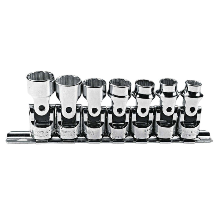 Proto J52200 7-Pieces 3/8" Drive Metric Chrome Socket Set, 12 Point