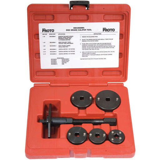 Proto JFC2500MA Universal Disc Brake Caliper Tool Set for 4 Wheel Disc Brakes (6 Piece)
