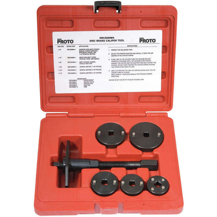 Proto JFC2500MA Universal Disc Brake Caliper Tool Set for 4 Wheel Disc Brakes (6 Piece)