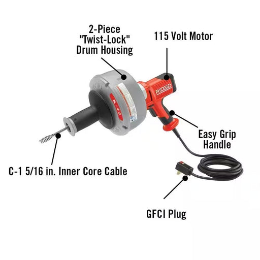 RIDGID 36013 K-45-1 Drain Cleaning Machine With Slide Action Chuck - 2