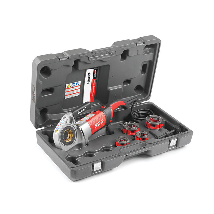 RIDGID 44918 Model 600-I Hand-Held Power Drive Kit, Pipe Threading Machine and 1/2-Inch to 1-1/4-Inch 11-R NPT Pipe Threading Die Heads with Carrying Case for Threading Pipe