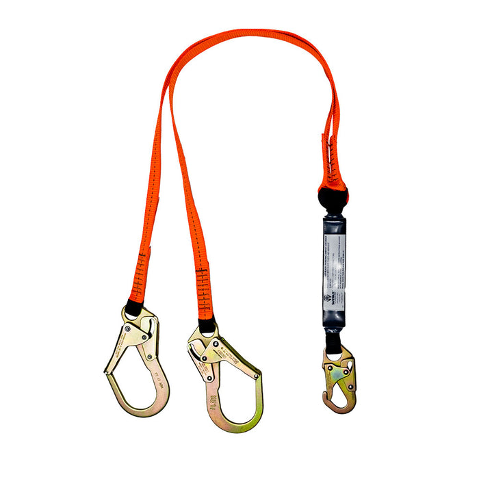 Safewaze FS88566-E 6' Energy Absorbing Lanyard With Rebar Hooks, 100% Tie-Off