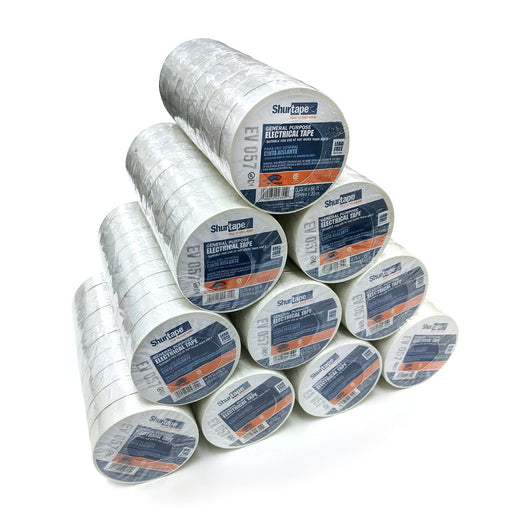 Shurtape 200783 EV 057C UL Listed Electrical Tape, White, 3/4in x 66ft, Case of 100