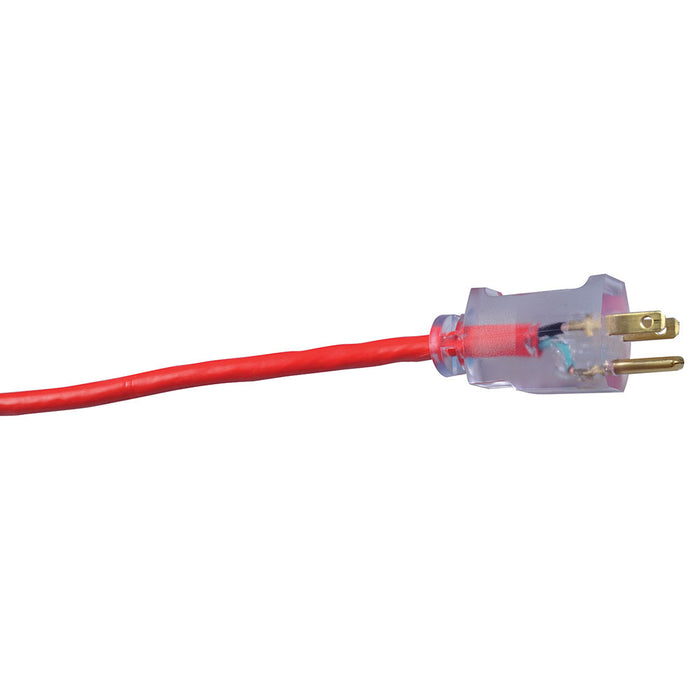 Southwire 2489SW8804 14/3 100' SJTW Extension Cord Red with Lighted Ends - 2