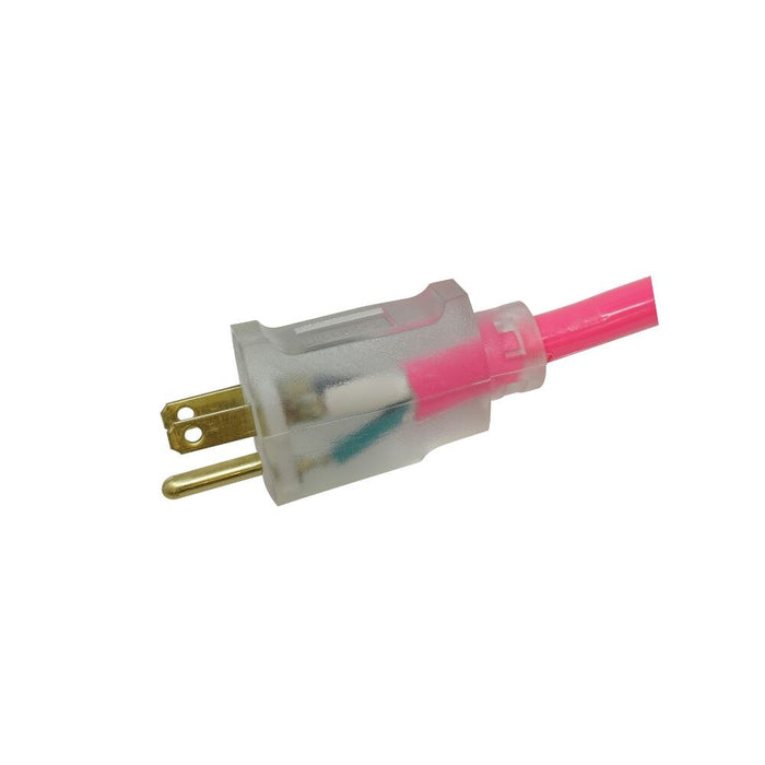 Southwire 2577SW000A 25' Extension Cord, 12/3 Gauge SJTW (Weather Resistant), Cool Pink Color, Low Energy Switch+ - 2