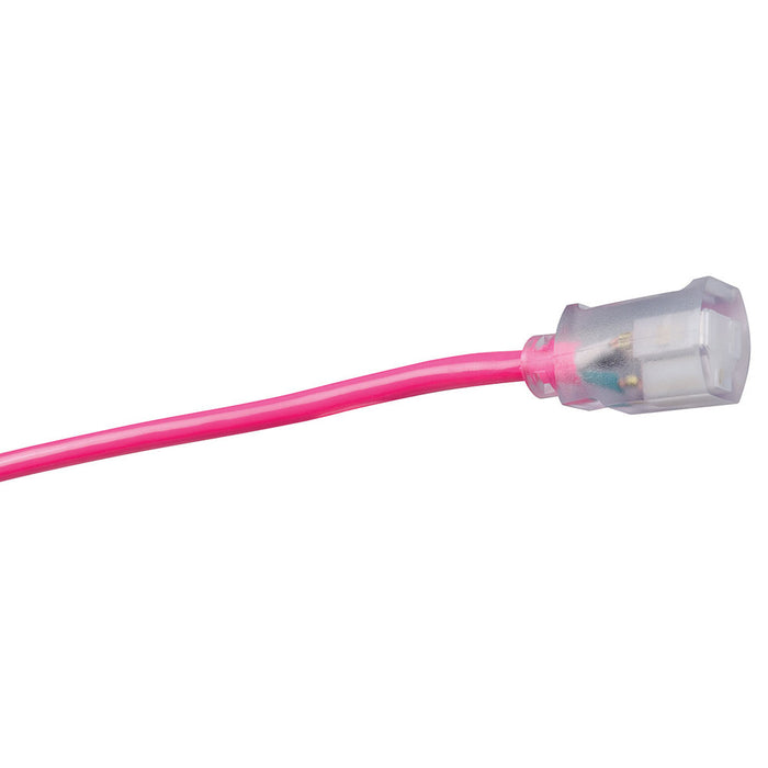 Southwire 2578SW000A 12/3 50' SJTW Cool Pink Extension Cord with Lighted End - 2