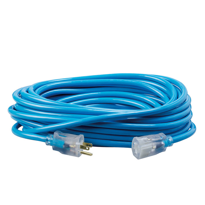 Southwire 2578SW000H 12/3 50' SJTW Cool Blue Extension Cord W/Lighted Ends (Extra Durable HD)