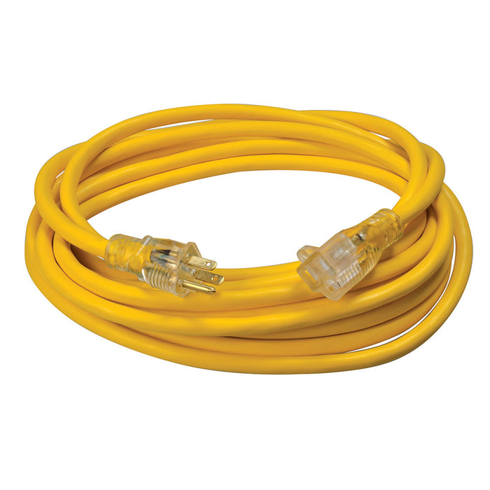 Southwire 2587SW8802 12/3 25' SJTW Yellow Extension Cord with Lighted End