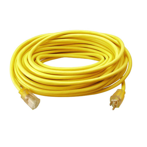 Southwire 2589SW0002 12/3 100' SJTW Yellow Extension Cord with Lighted End - 2