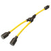 Southwire 90228802 0 Twist Y Adapter with 3 Locking Nema L5-20R Receptacles, 125 Vac, 20 A, 1-to-2 Splitter Yellow