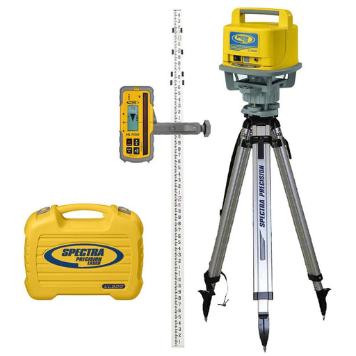 Spectra LL500-1 Long Range Laser Complete Package with HL700 Receiver, Tripod and Grade Rod (Tenths)