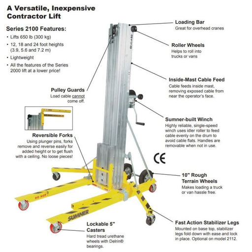 Sumner 783227 2124 24' Galvanized Series 2100 Contractor Lift, 650 lbs capacity - 2