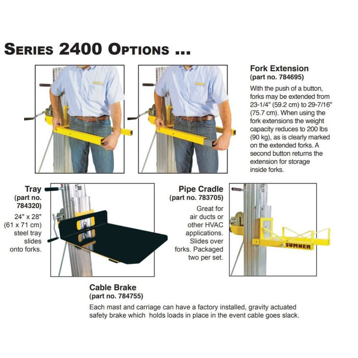 Sumner 784752 2412 12' Galvanized Series 2400 Contractor Lift, 400 lbs - 3