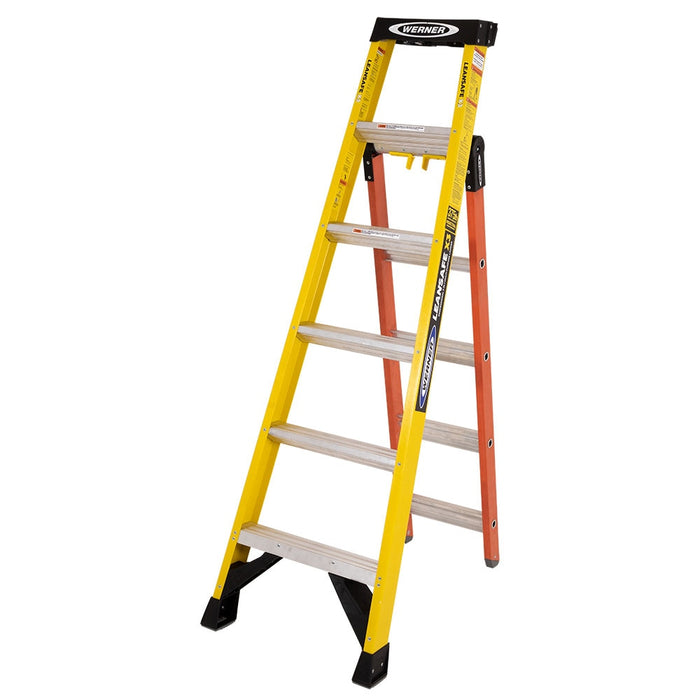 Werner LDP7306 Leansafe X3 3-in-1 Multi-Purpose Ladder, 6' Step ladder/ 6' Extension Height/ 10' Reach, 375 lb. Capacity - 2