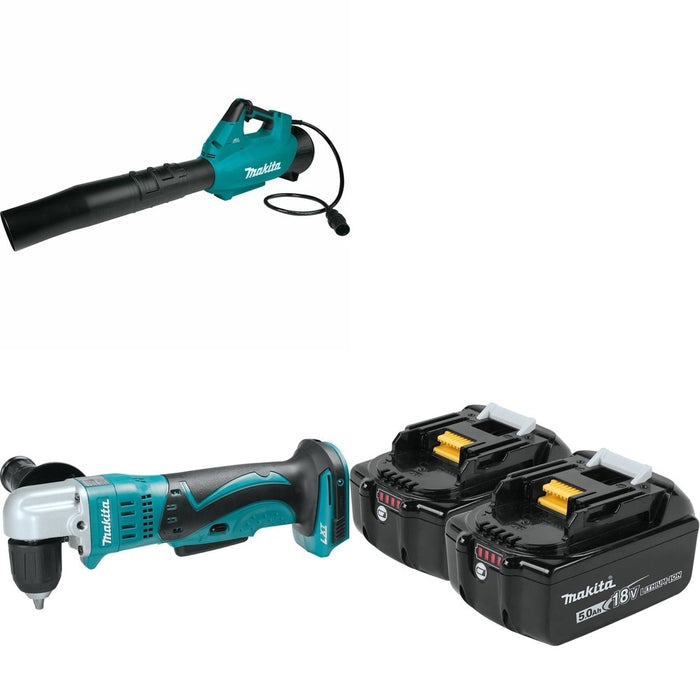 Makita XAD02Z 3/8" Angle Drill W/ CBU01Z Blower, Connector Cable and BL1850B-2 5.0Ah Battery, 2