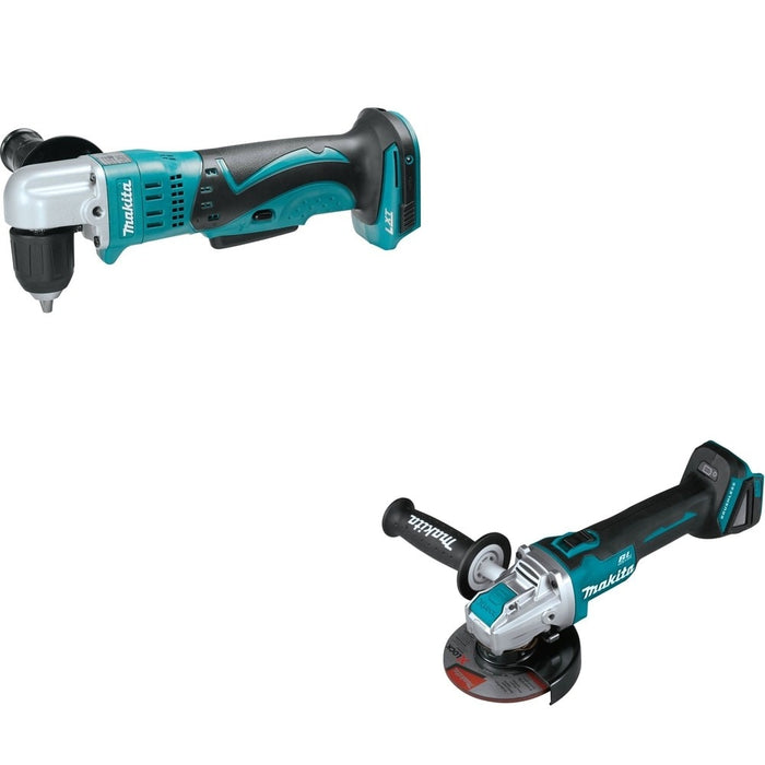 Makita XAD02Z 18V LXT Li-Ion 3/8" Angle Drill (Bare) W/ XAG25Z 4-1/2" / 5" X-LOCK Angle Grinder