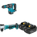 Makita XAD02Z 3/8" Angle Drill W/ XKH01Z 18V LXT AVT Power Scraper and BL1850B-2 5.0Ah Battery